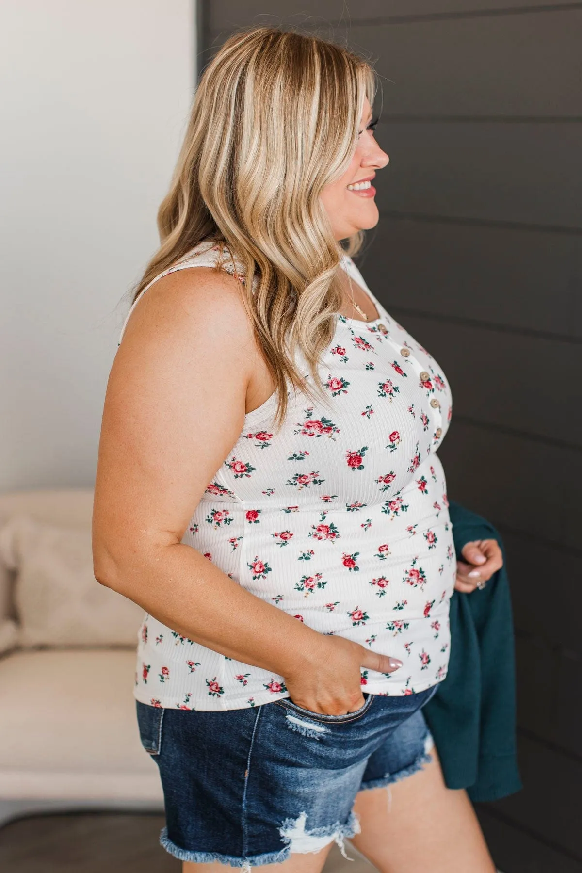 Promise Me Forever Floral Tank Top- Ivory