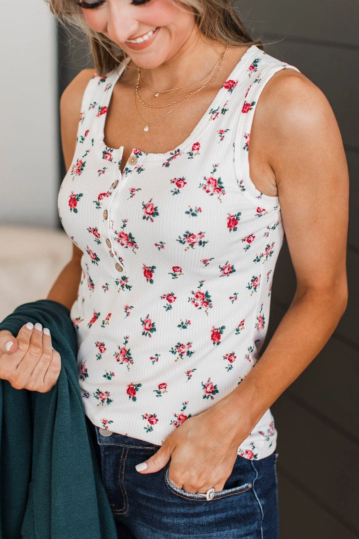 Promise Me Forever Floral Tank Top- Ivory