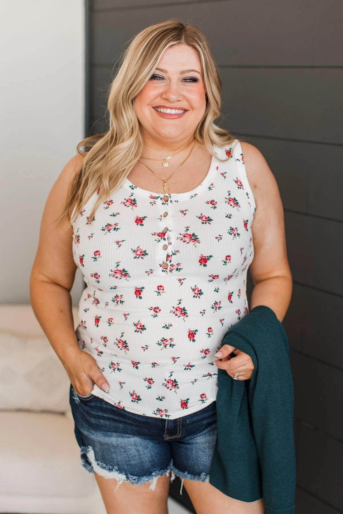 Promise Me Forever Floral Tank Top- Ivory