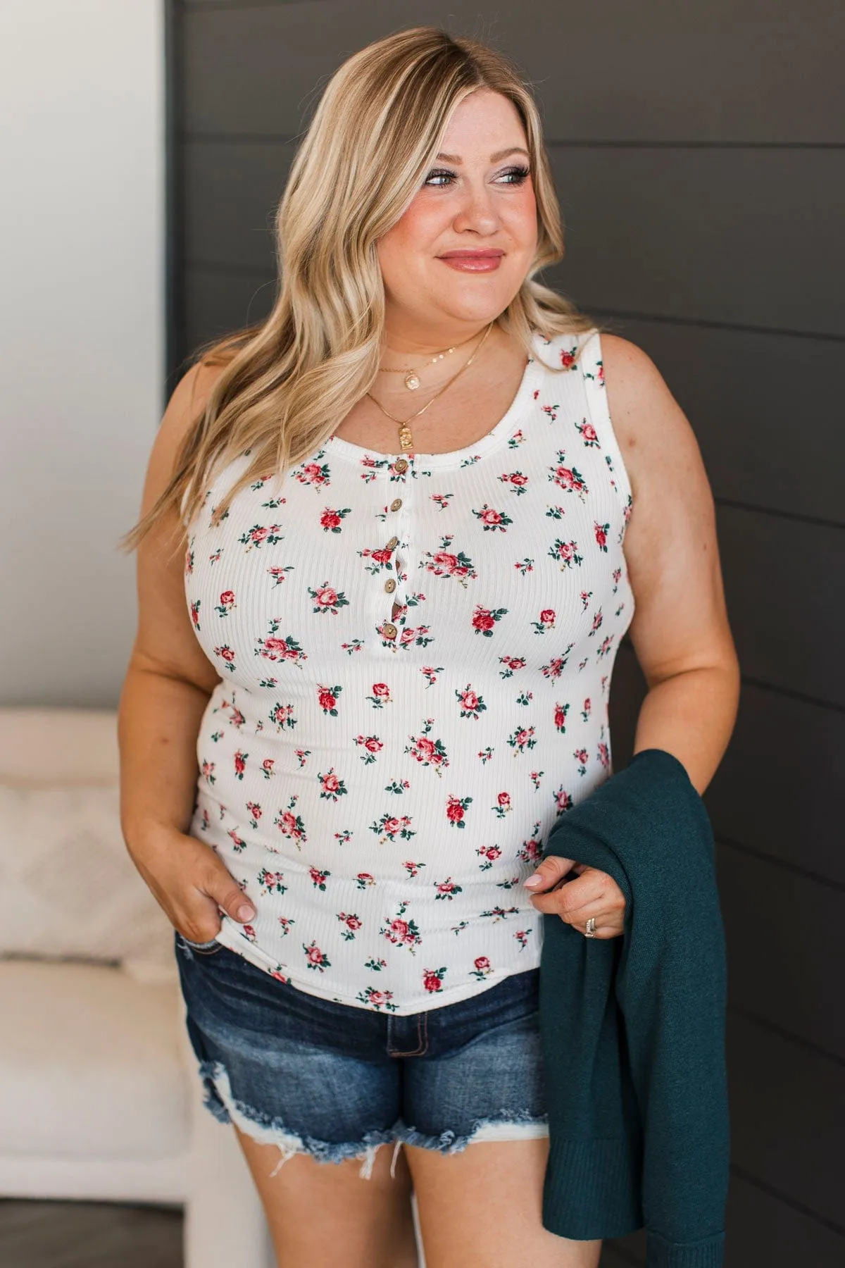 Promise Me Forever Floral Tank Top- Ivory
