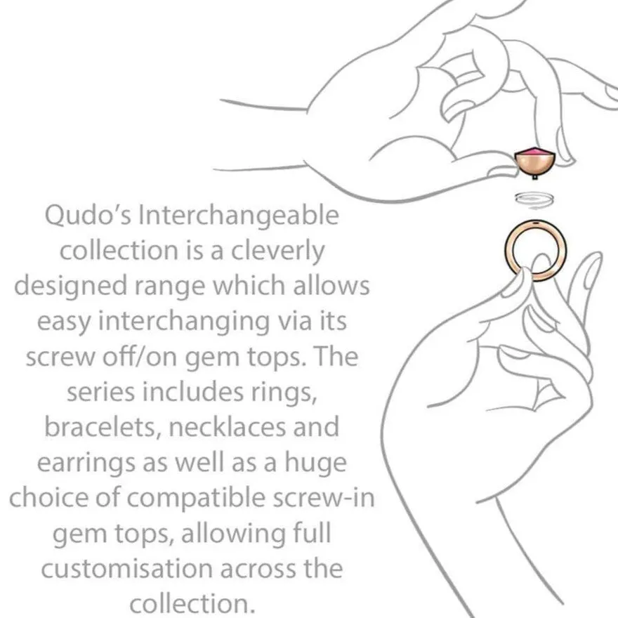 Qudo Cetta Mini 8mm Gold Topper - Jet Hematite
