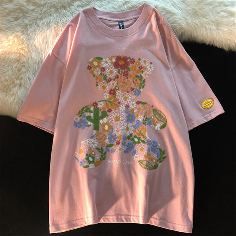 "FLORAL BEAR EMBROIDERY" T-SHIRT UB2366