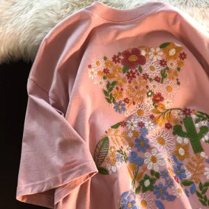 "FLORAL BEAR EMBROIDERY" T-SHIRT UB2366