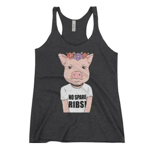 "No spare ribs" Women's Racerback Tank