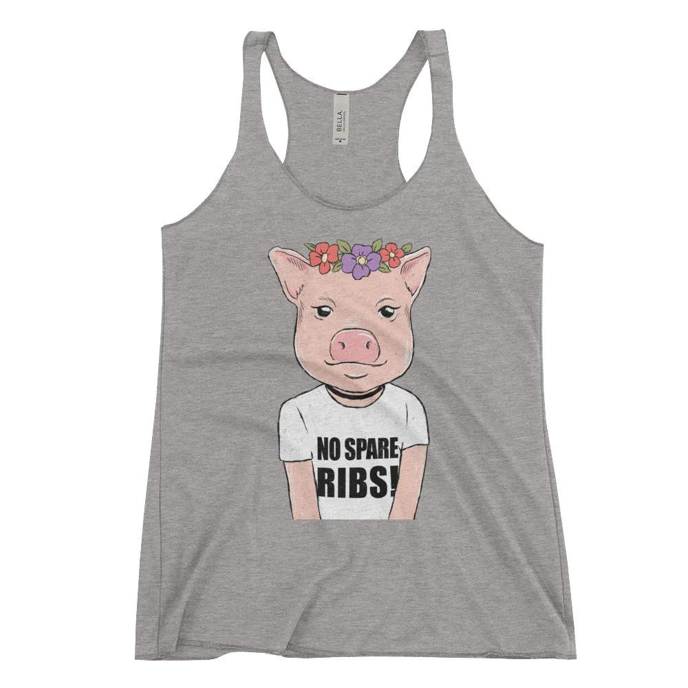 "No spare ribs" Women's Racerback Tank