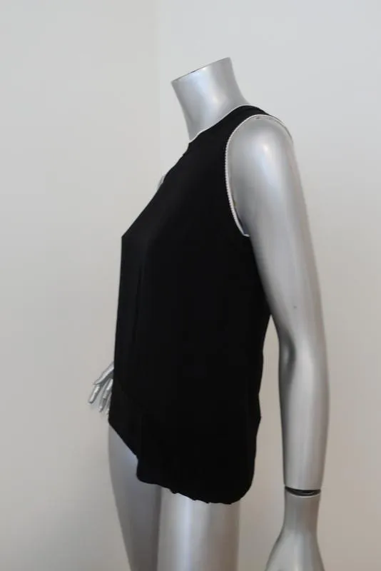 Rag & Bone Tank Abby Black Ribbed-Trim Jersey Size Small Crossover-Back Top
