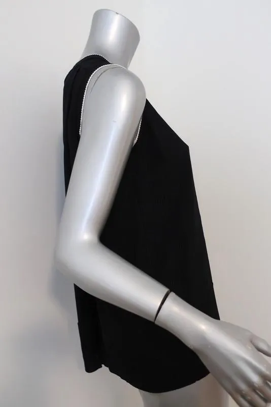 Rag & Bone Tank Abby Black Ribbed-Trim Jersey Size Small Crossover-Back Top