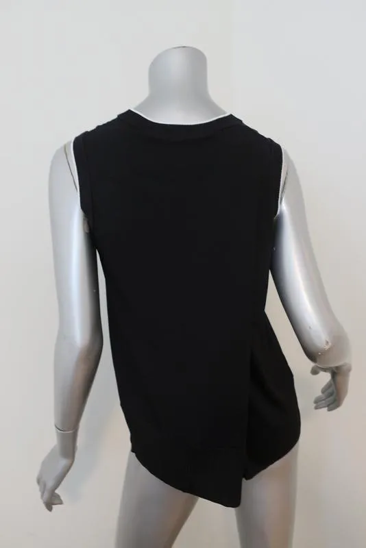 Rag & Bone Tank Abby Black Ribbed-Trim Jersey Size Small Crossover-Back Top