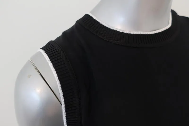 Rag & Bone Tank Abby Black Ribbed-Trim Jersey Size Small Crossover-Back Top
