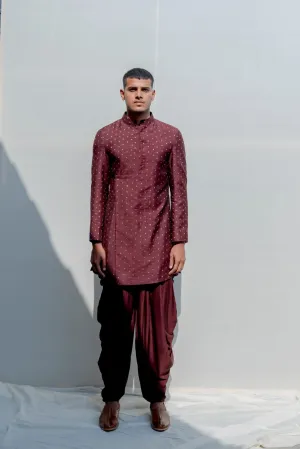 Ramble- Brown Asymmetric Kurta & Dhoti Pants Set