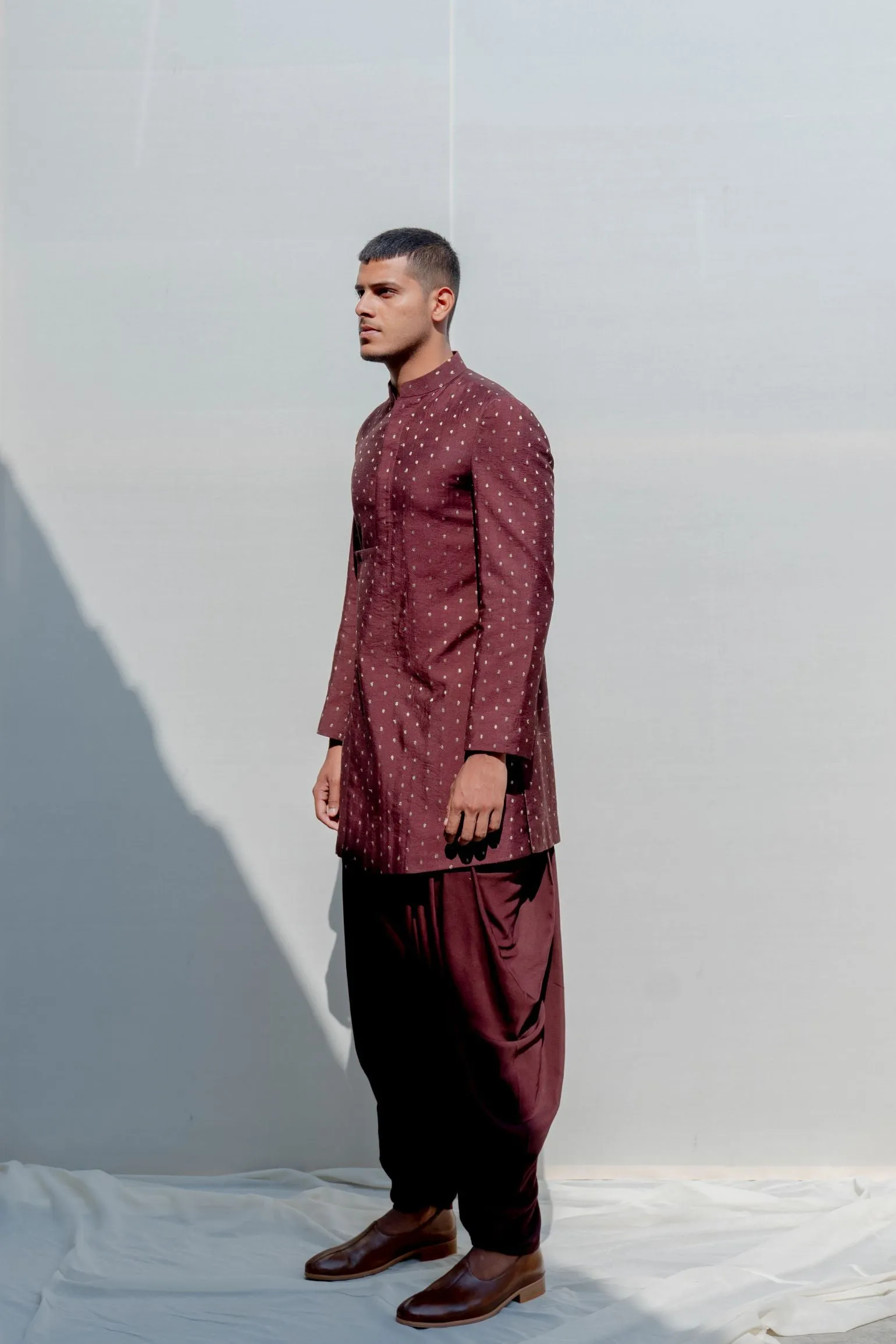 Ramble- Brown Asymmetric Kurta & Dhoti Pants Set