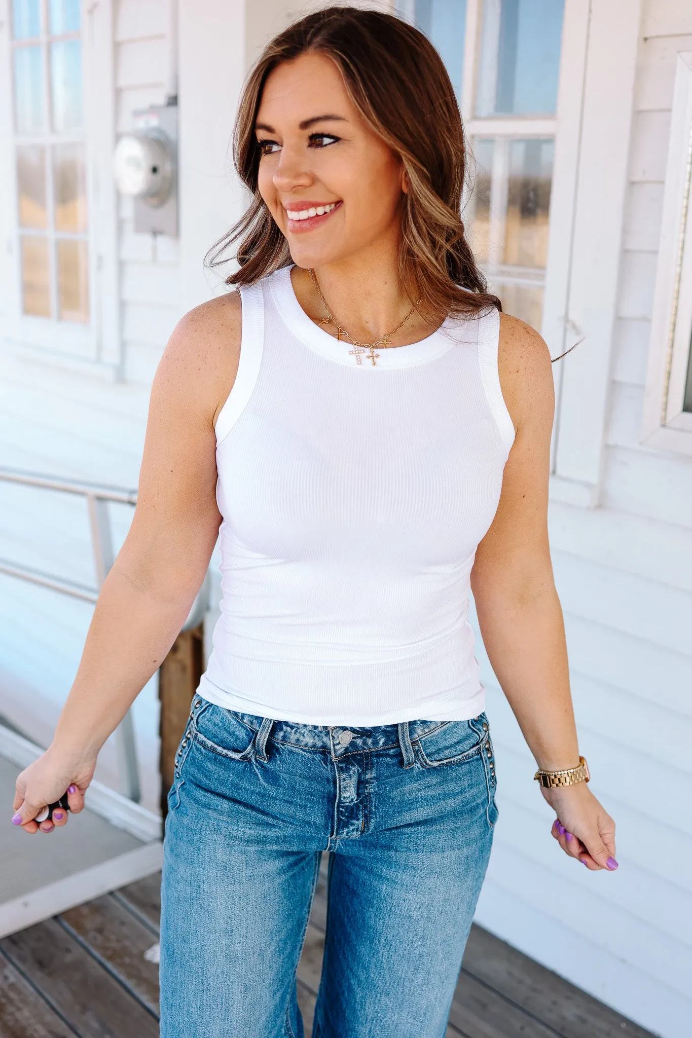 Raya Ribbed Tank - Off White