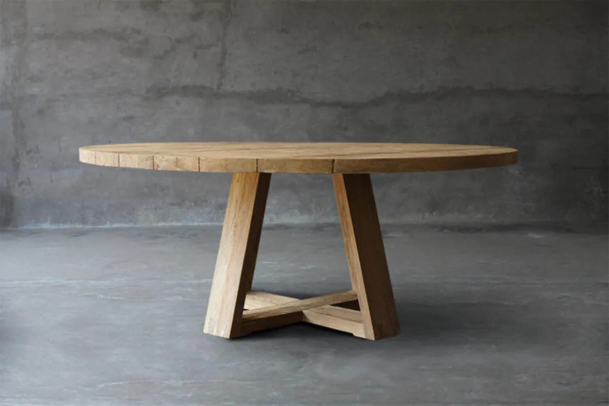 Reclaimed Teak Table X-Base Dining Table