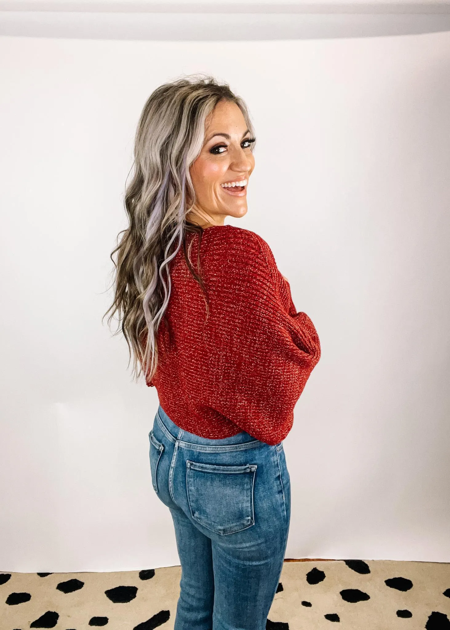 Red and Gold Batwing Sweater