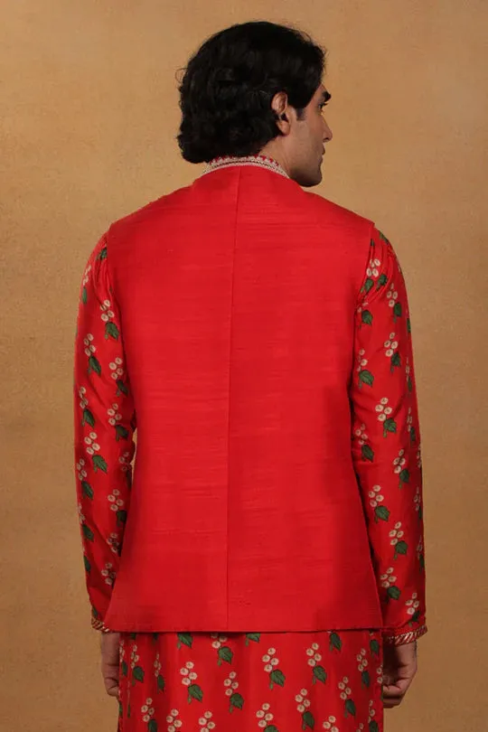 Red Embroidered Bandi