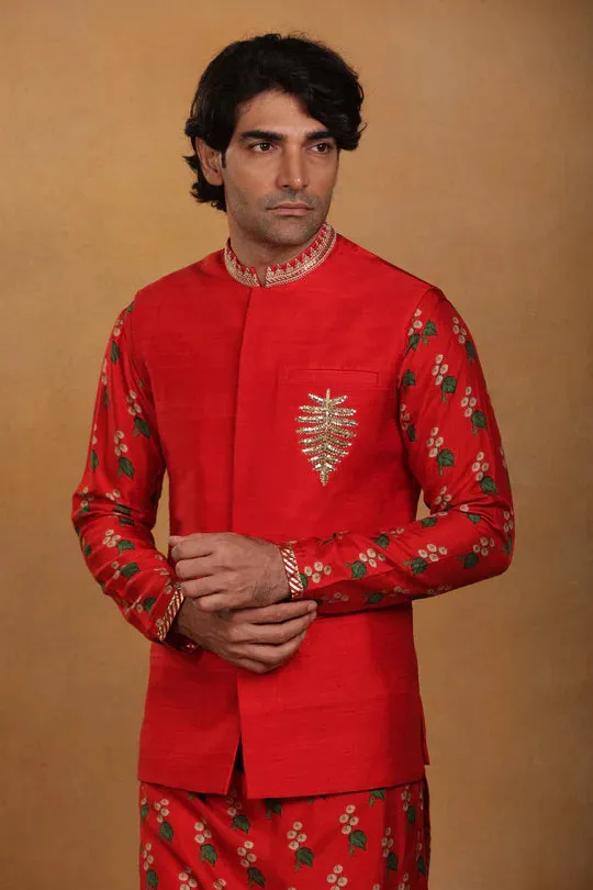 Red Embroidered Bandi