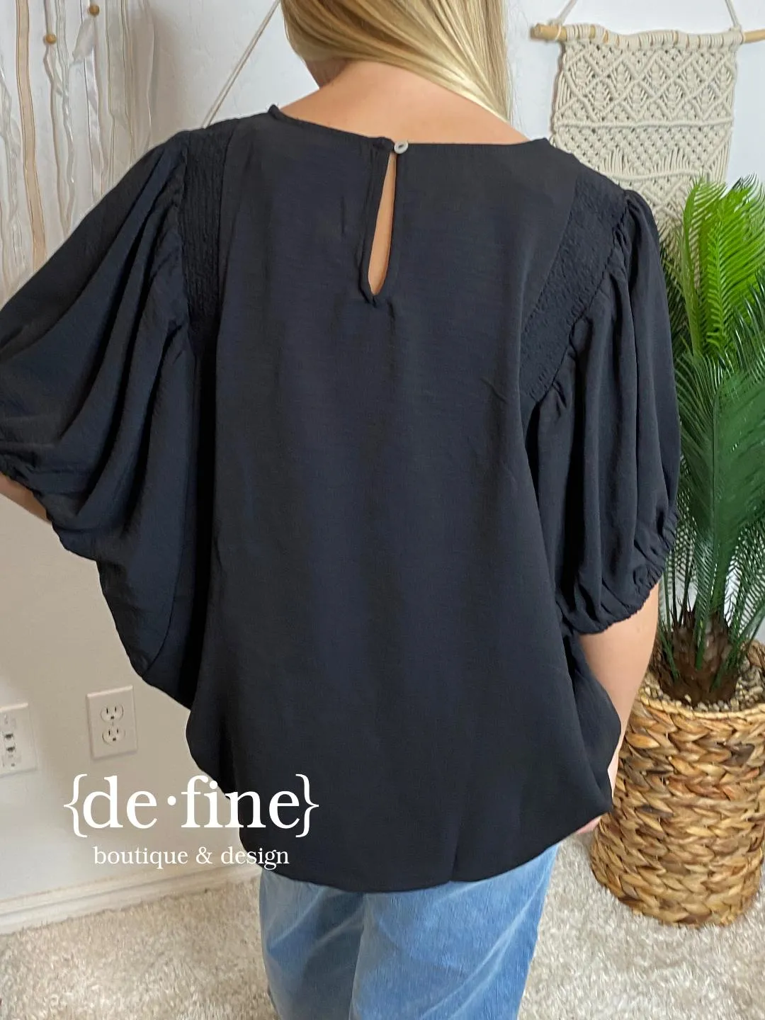 Red or Black Batwing Blouse