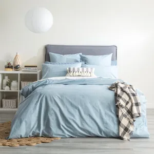 Renee Taylor Chambray Washed Cotton Quilt cover Set - Aquatic