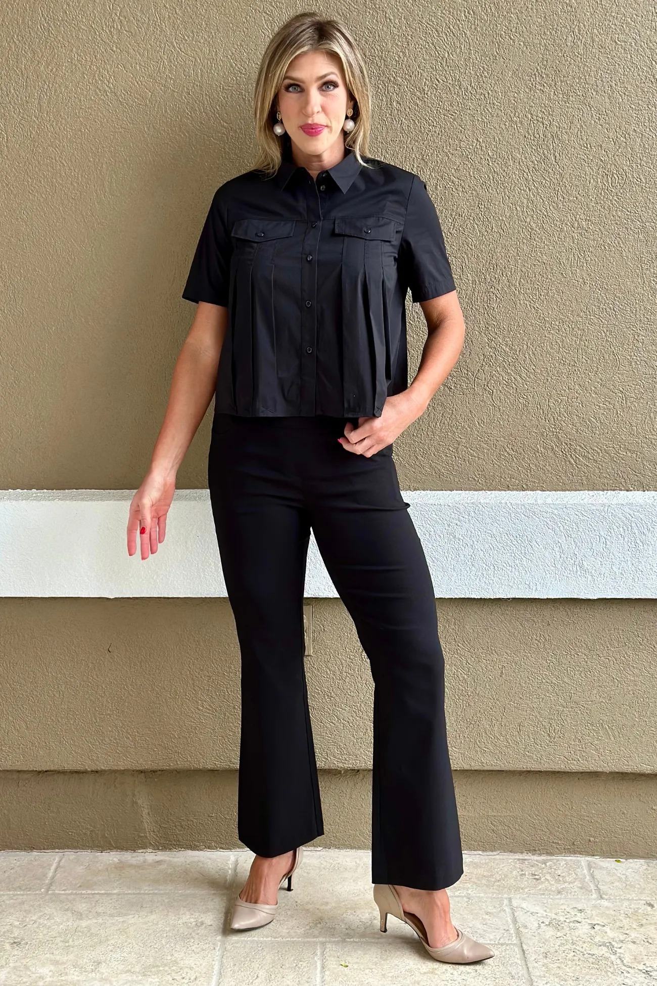 Renuar Miracle Pull On Boot Cut Pant in Black