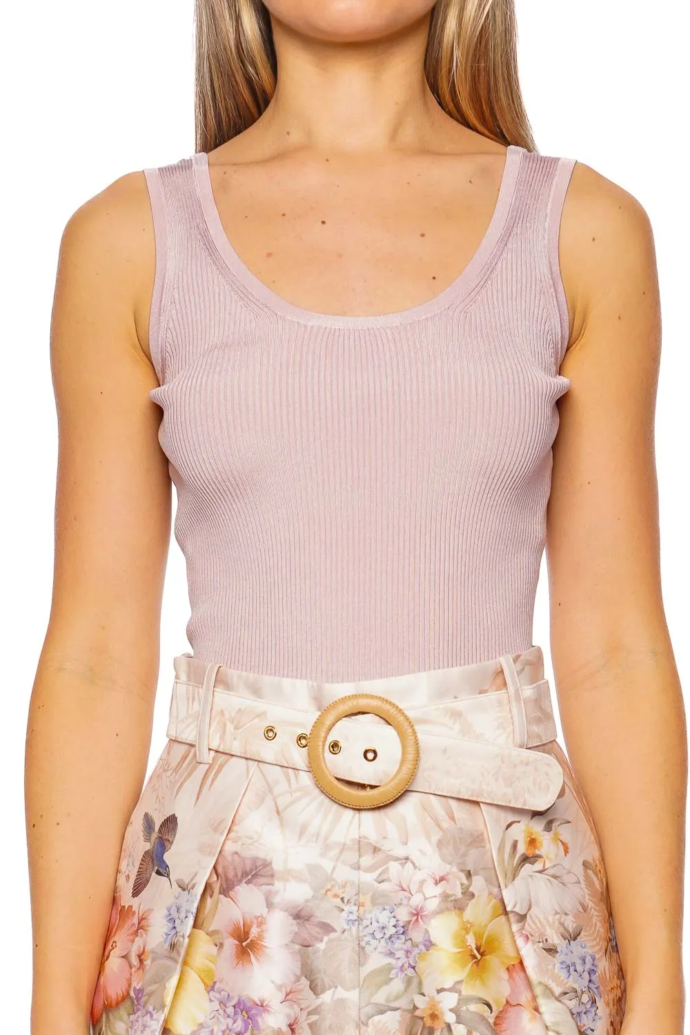 Ribbed Dusty Pink Scoop Neck Tank