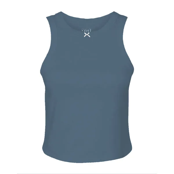 Ribbed high Neck Tank with Bow