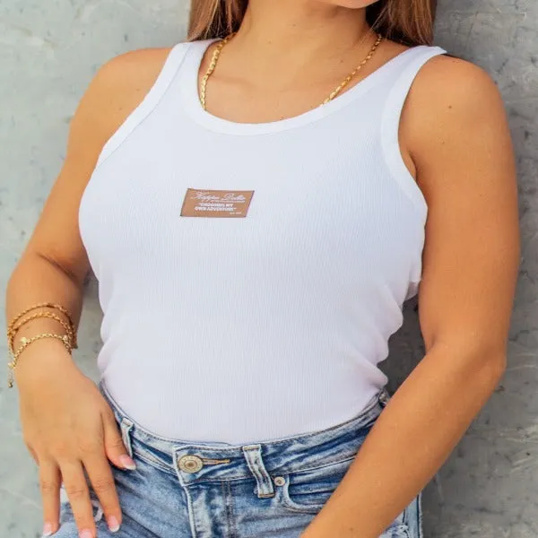 Ribbed High Neck Tank with Patch