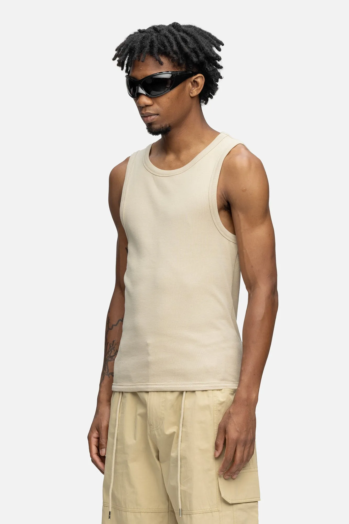 RIBBED TANK KHAKI