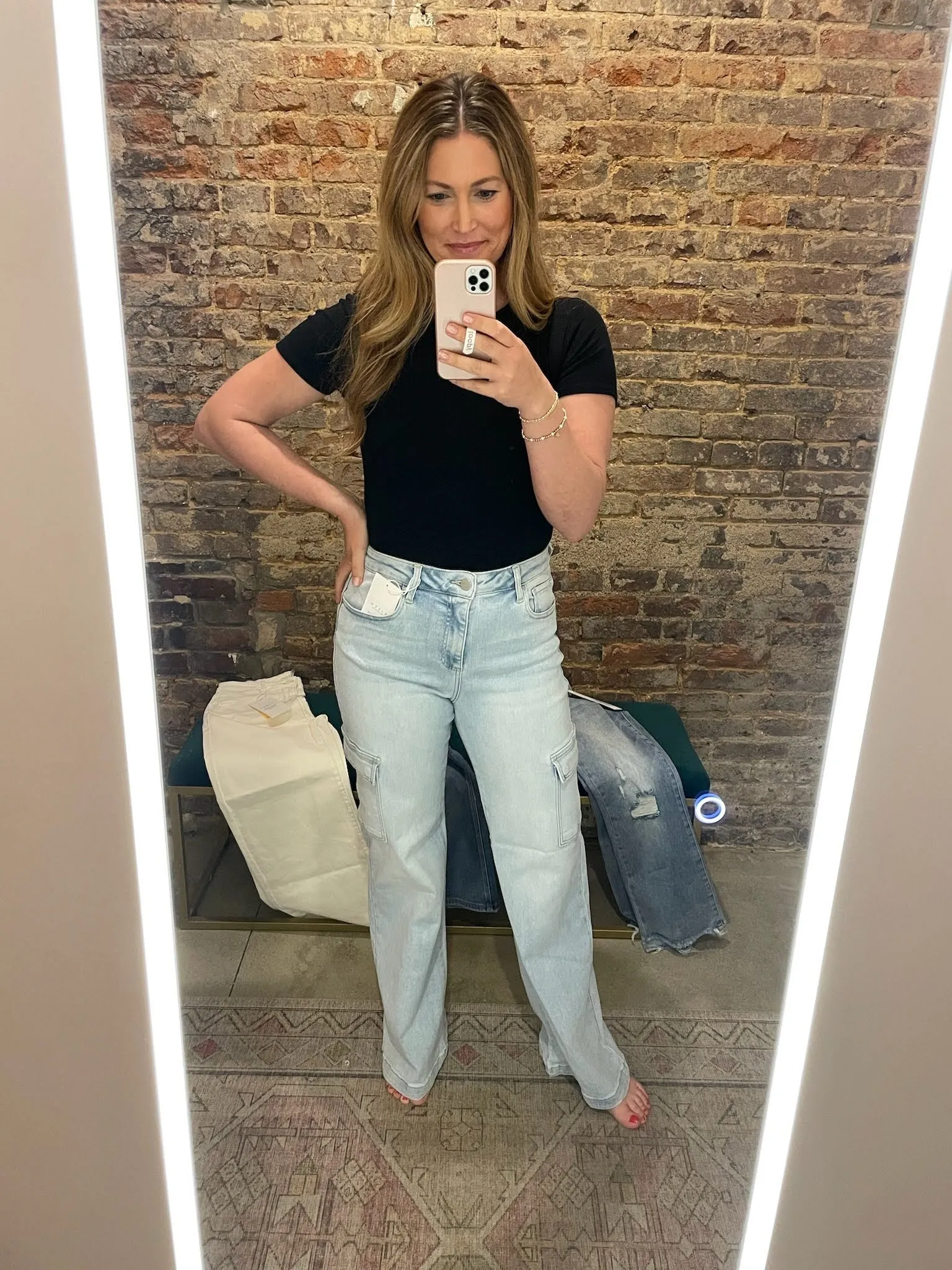 RISEN PLUS SIZE HIGH RISE WIDE CARGO JEANS