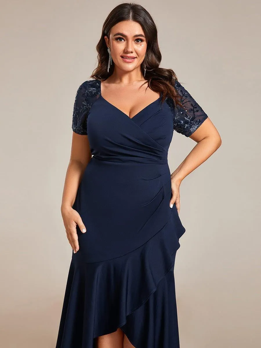 Robes de soirée moulantes en queue de poisson à col en V et grande taille