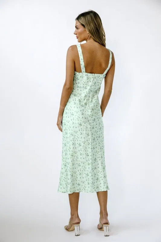 ROMANTIC FLORAL PRINT BODYCON MIDI DRESS