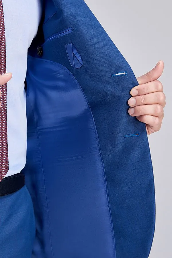 Romantic Plaid Royal Blue Mens Suits for Business