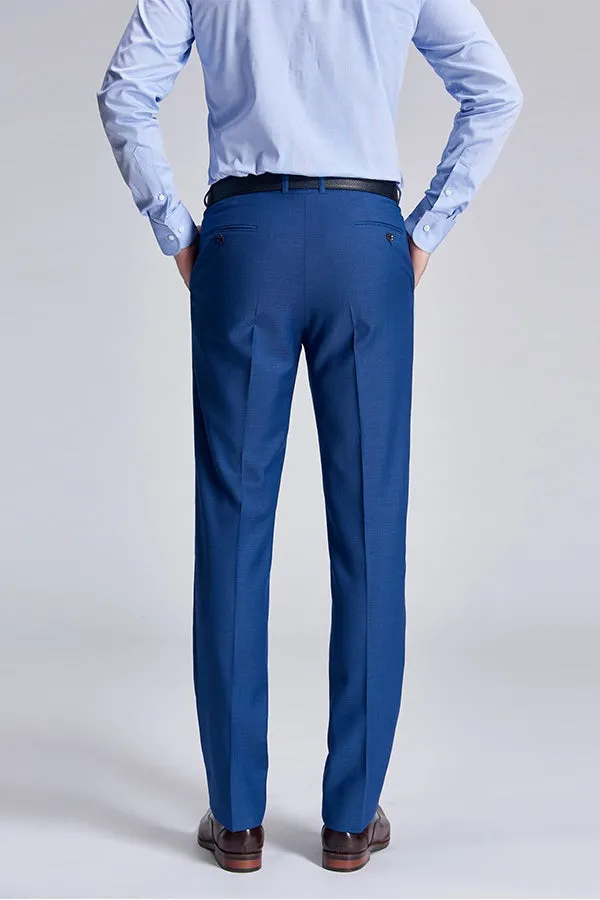 Romantic Plaid Royal Blue Mens Suits for Business