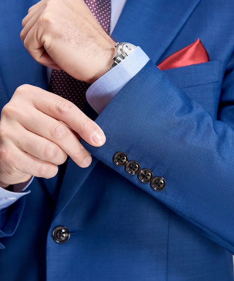 Romantic Plaid Royal Blue Mens Suits for Business