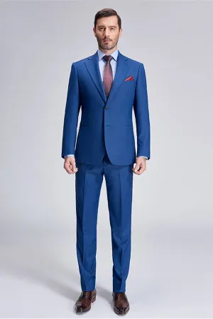 Romantic Plaid Royal Blue Mens Suits for Business