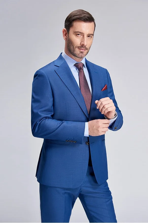 Romantic Plaid Royal Blue Mens Suits for Business