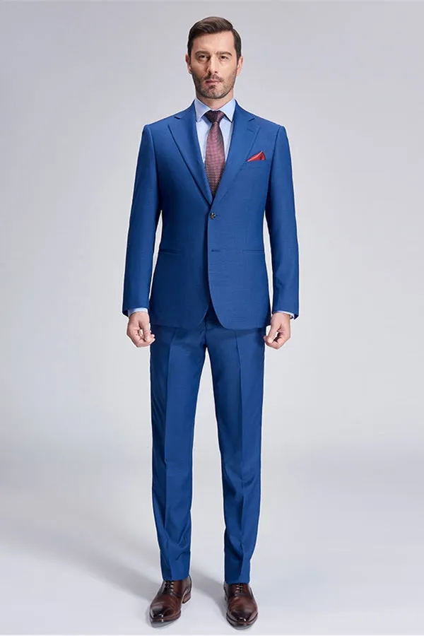 Romantic Plaid Royal Blue Mens Suits for Business