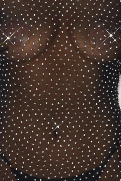 Round Neck Stud Long Sleeve Dress - Black -