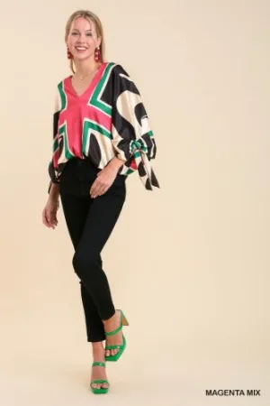 Royal Batwing Top with Wrist Tie Sleeves