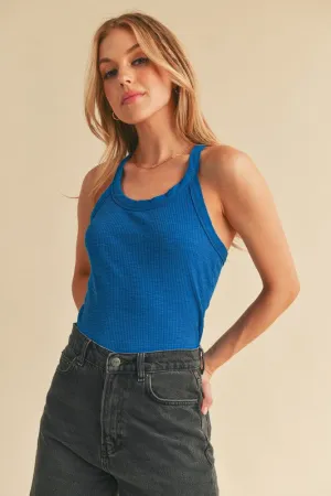 Royal Blue Scoop Neck Ribbed Tank