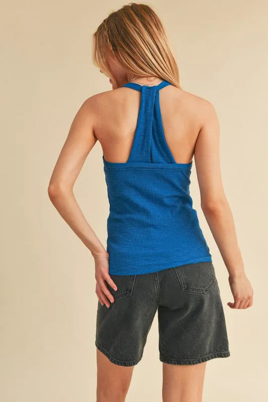 Royal Blue Scoop Neck Ribbed Tank