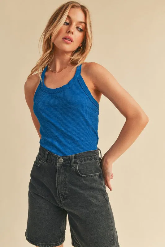 Royal Blue Scoop Neck Ribbed Tank