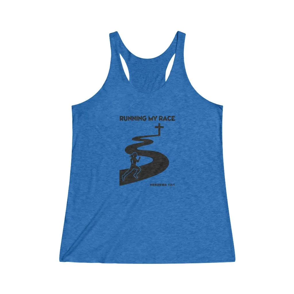 Running My Race Women's Tri-Blend Racerback Tank