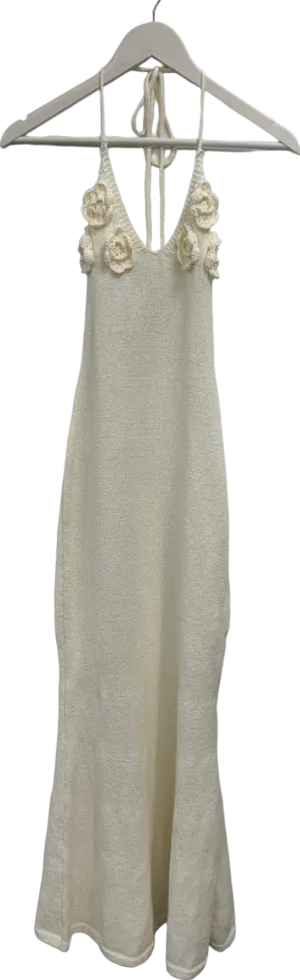SHEIN White Aloruh Apricot Colour Bandage Backless Floral Knitted Bodycon Dress UK S