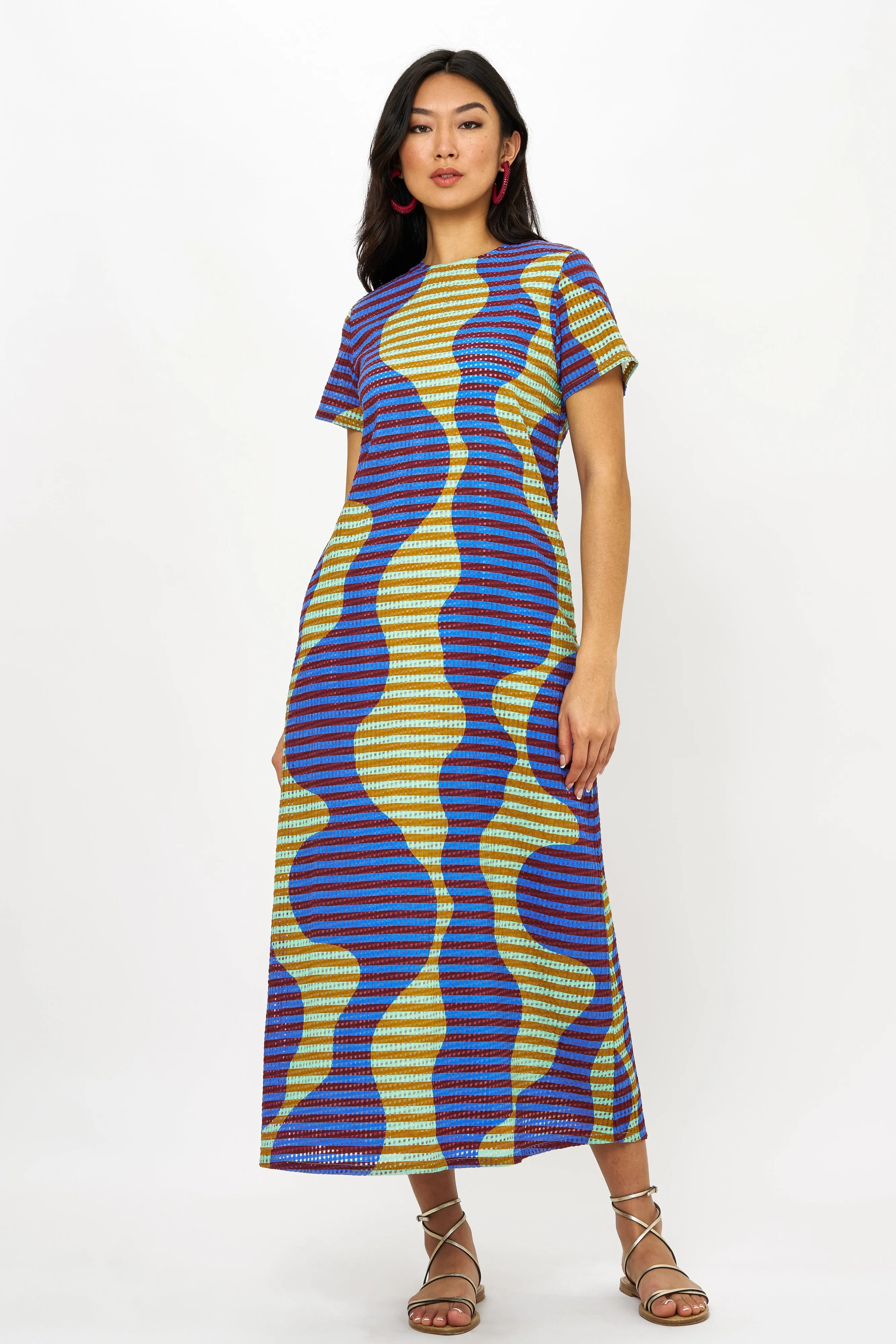 Short Sleeve Shift Maxi- Haring Blue