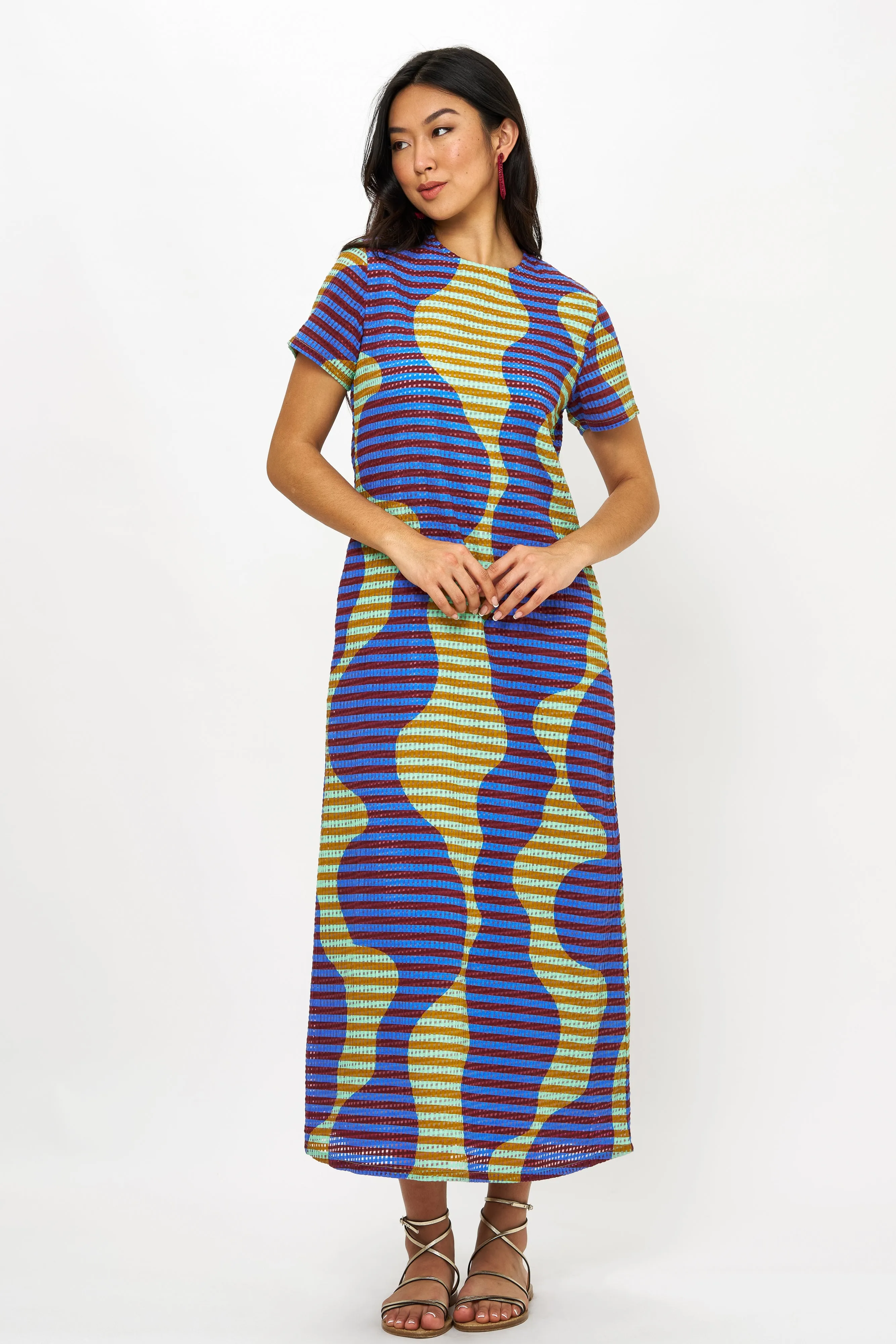 Short Sleeve Shift Maxi- Haring Blue