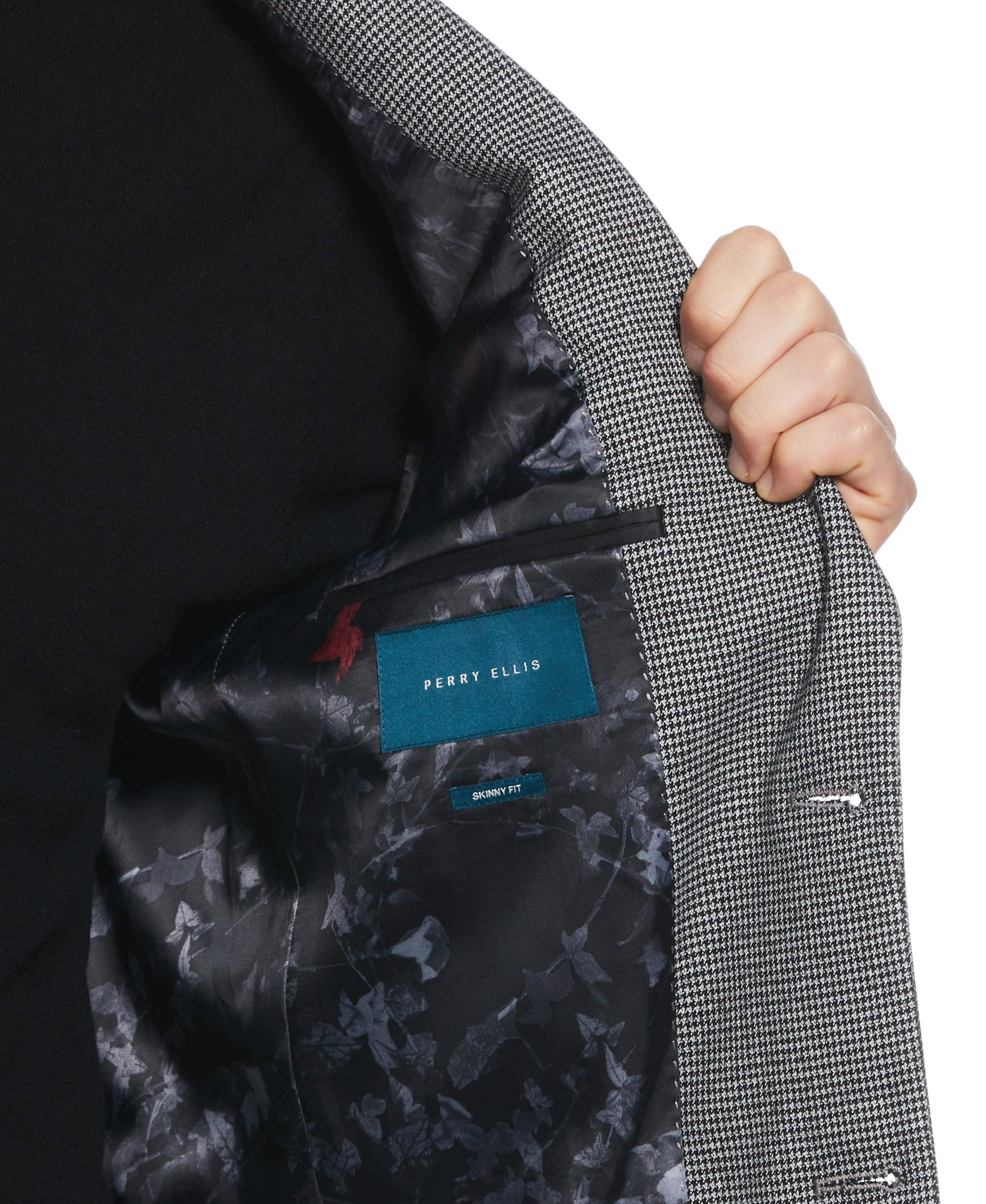 Skinny Fit Gingham Peak Lapel Sport Coat