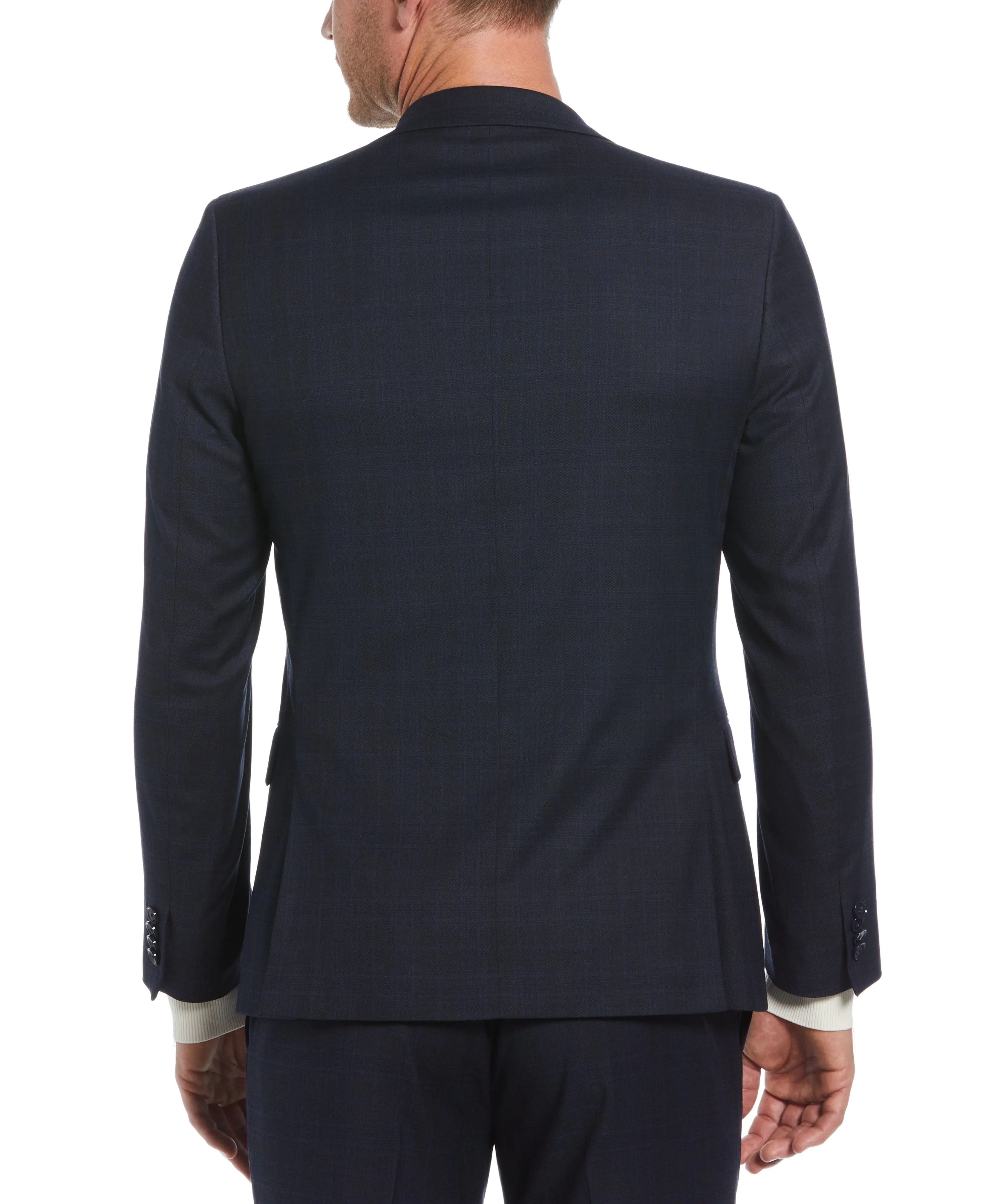 Skinny Fit Plaid Notch Lapel Suit Jacket