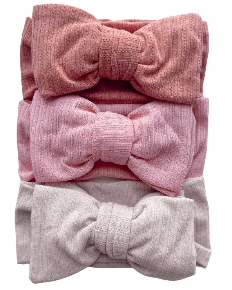 Skinny Knit Large Bow Headband - Coral