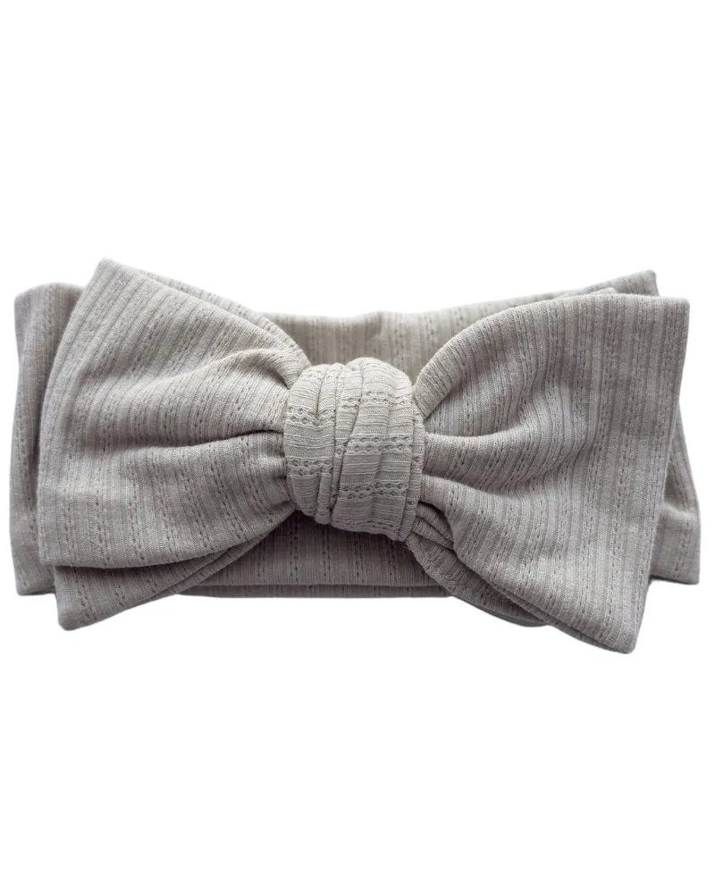 Skinny Knit Large Bow Headband - Ivory