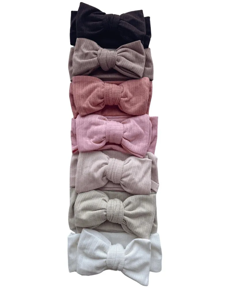 Skinny Knit Large Bow Headband - Mocha